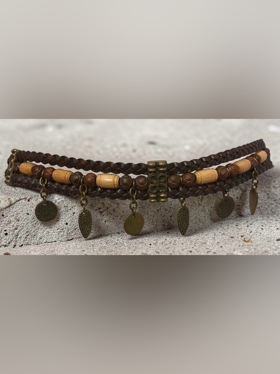 FABIO CORTI Accessories - Elegant Brown Braided Belt with Charms